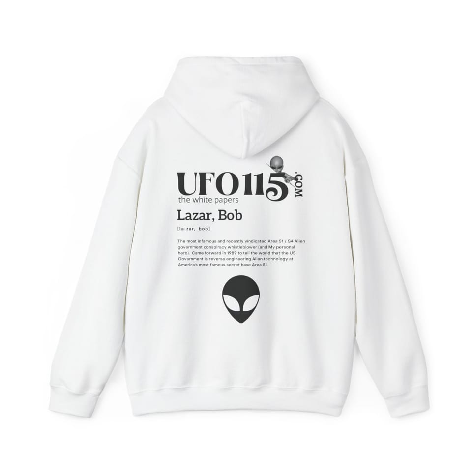 The White Papers My Man Bob Hoodie, back view (Printify product mockup)