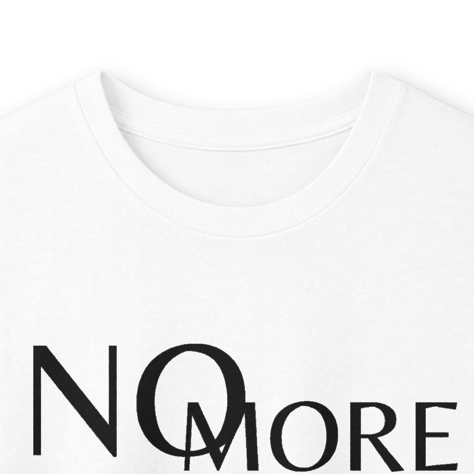 The White Papers My Man Bob Long Sleeve Tee, collar closeup view (Printify product mockup)