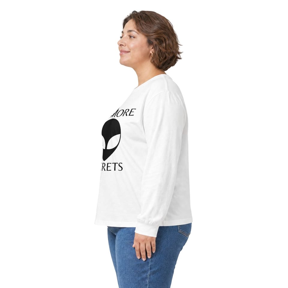 The White Papers My Man Bob Long Sleeve Tee, person left view (Printify product mockup)