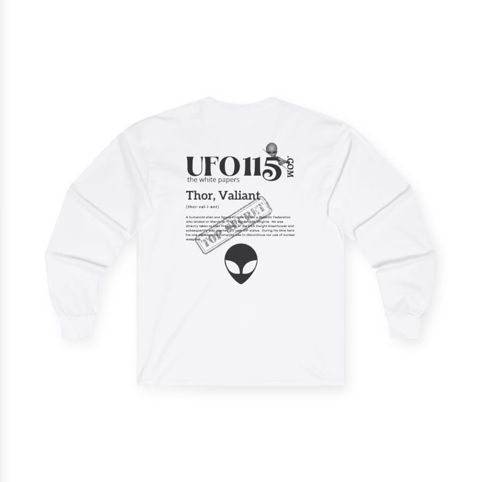 The White Papers Valiant Thor Long Sleeve Tee, back view (Printify product mockup)