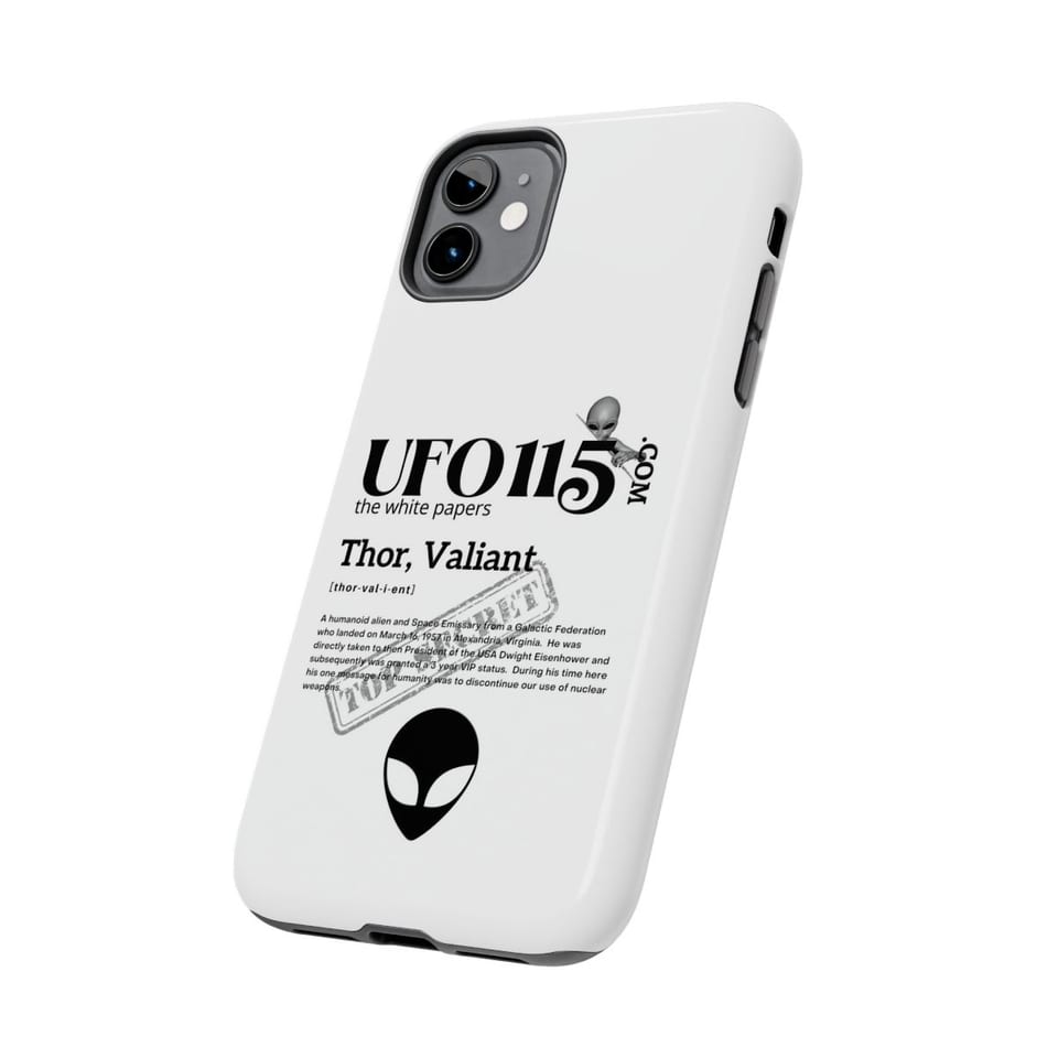 The White Papers Valiant Thor Phone Case, side view (Printify product mockup)