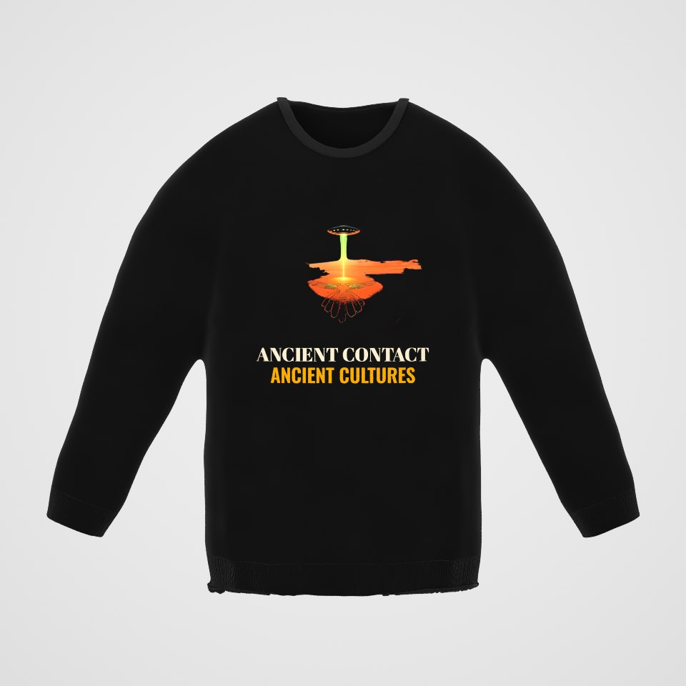 Ancient Contact Desert Lines Crewneck Sweatshirt, 360° view at 0° (3D render of the real print)