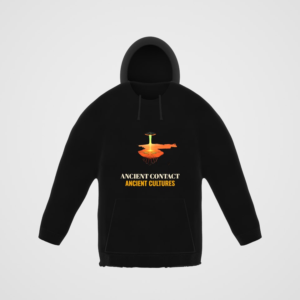 Ancient Contact Desert Lines Hoodie, 360° view at 0° (3D render of the real print)