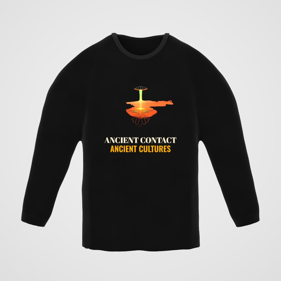 Ancient Contact Desert Lines Long Sleeve Tee, 360° view at 0° (3D render of the real print)