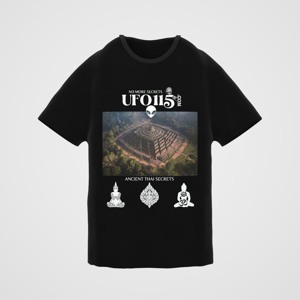 Ancient Thai Secrets Tee, 360° view at 0° (3D render of the real print)