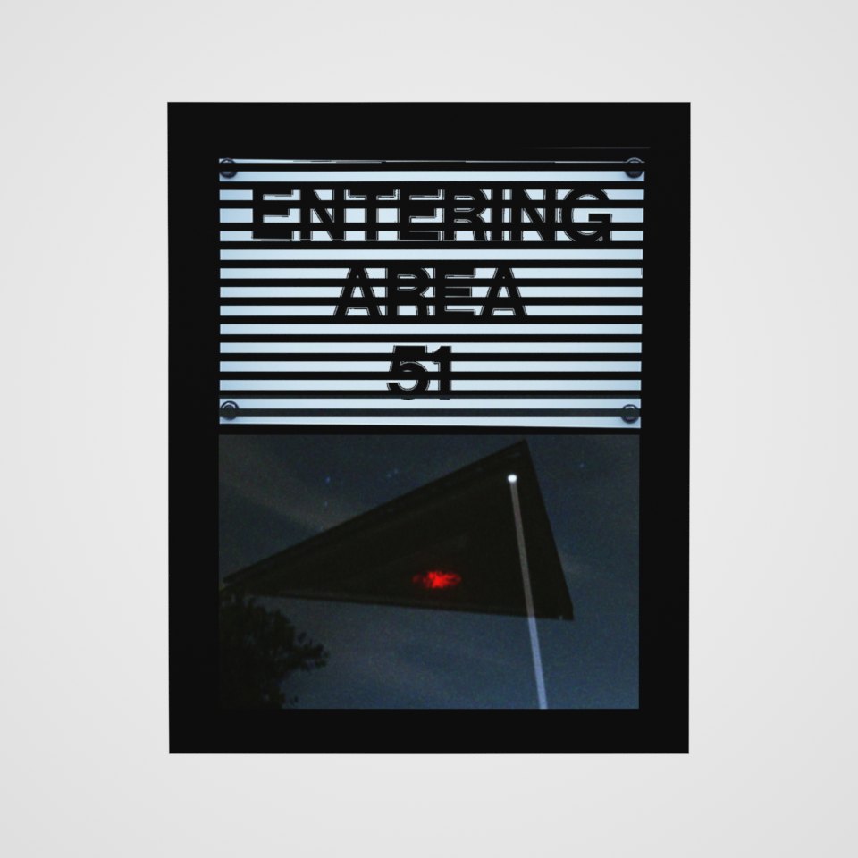 Area 51 Black Triangle Poster, 360° view at 0° (3D render of the real print)