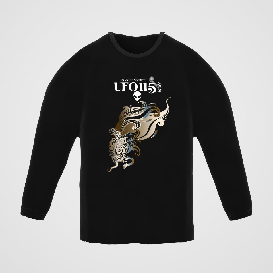 Garuda Bird Long Sleeve Tee, 360° view at 0° (3D render of the real print)
