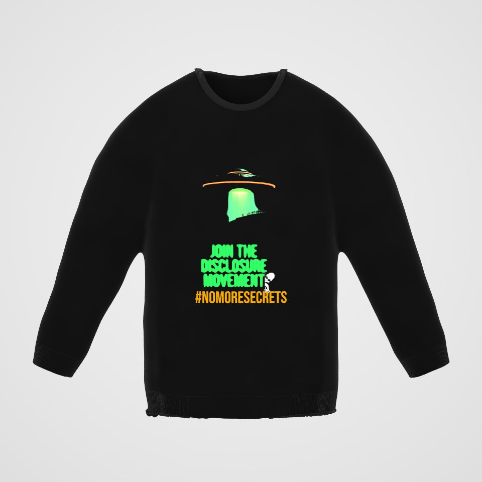 Join the Disclosure Movement Crewneck Sweatshirt, 360° view at 0° (3D render of the real print)