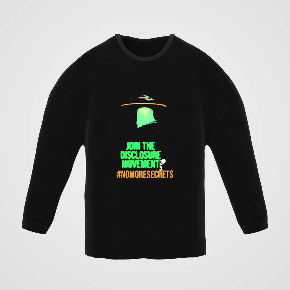 Join the Disclosure Movement Long Sleeve Tee, 360° view at 0° (3D render of the real print)
