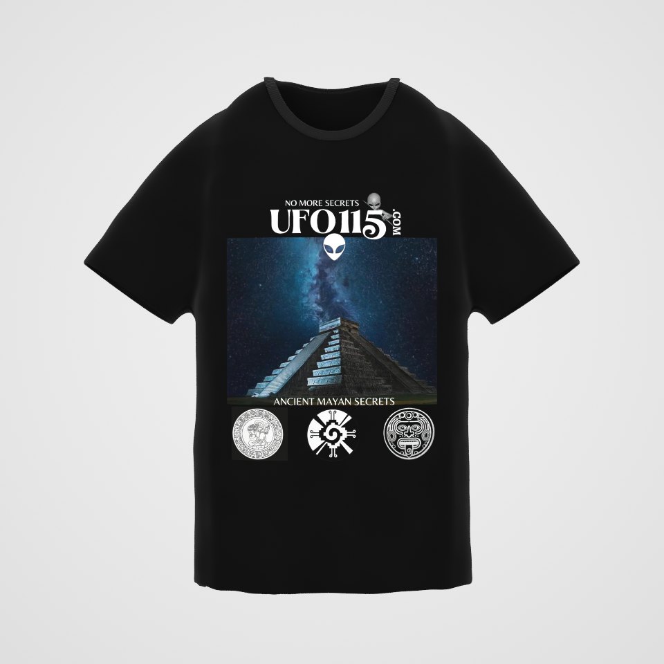 Mayan Pyramid Milky Way Tee, 360° view at 0° (3D render of the real print)