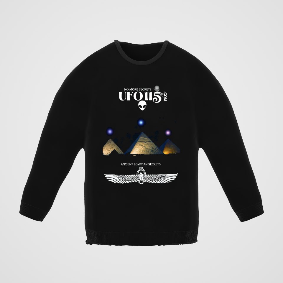 Orion's Belt Pyramids Crewneck Sweatshirt, 360° view at 0° (3D render of the real print)