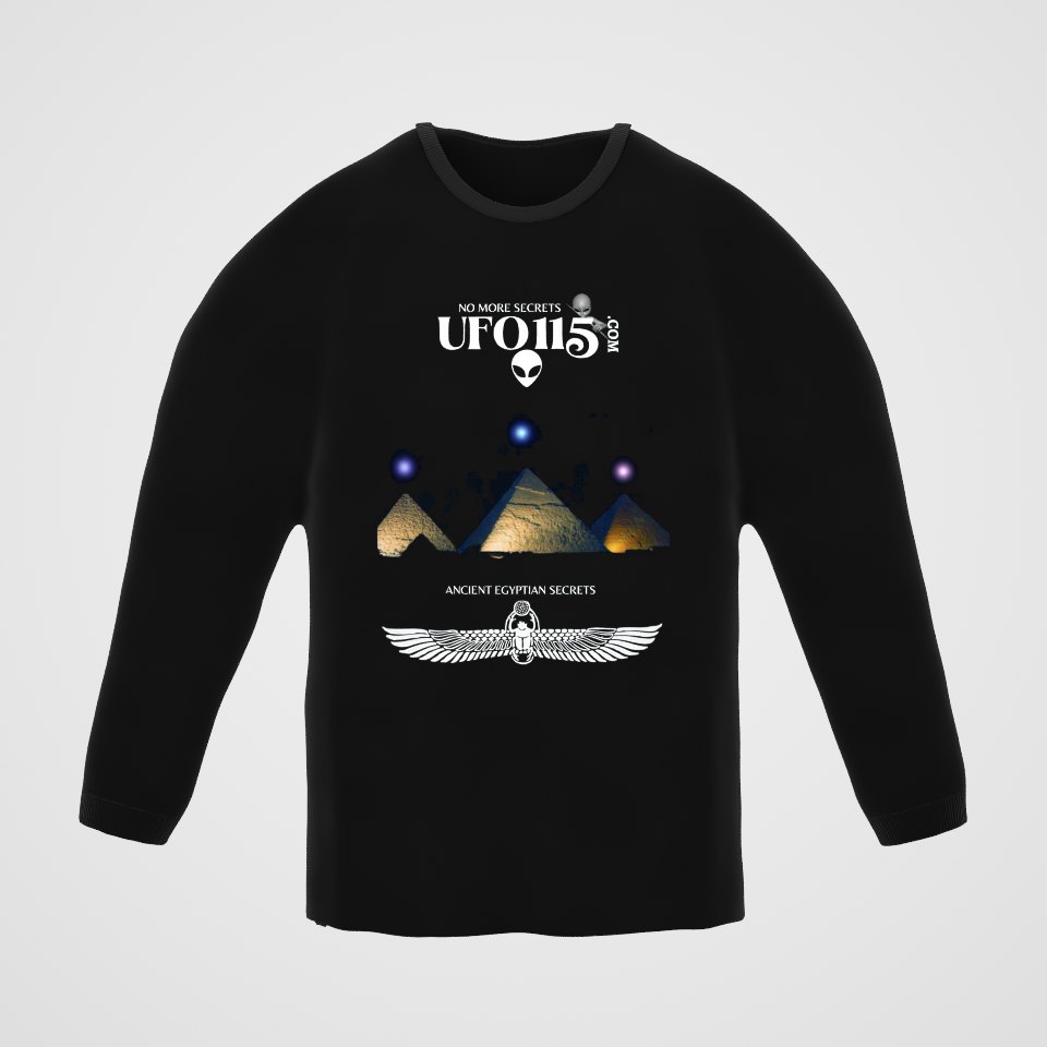 Orion's Belt Pyramids Long Sleeve Tee, 360° view at 0° (3D render of the real print)