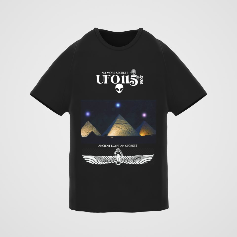 Orion's Belt Pyramids Tee, 360° view at 0° (3D render of the real print)