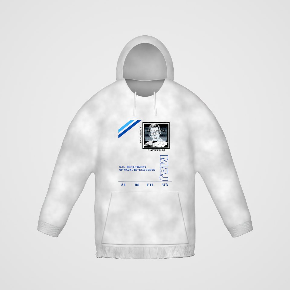 S4 ID My Man Bob Hoodie, 360° view at 0° (3D render of the real print)
