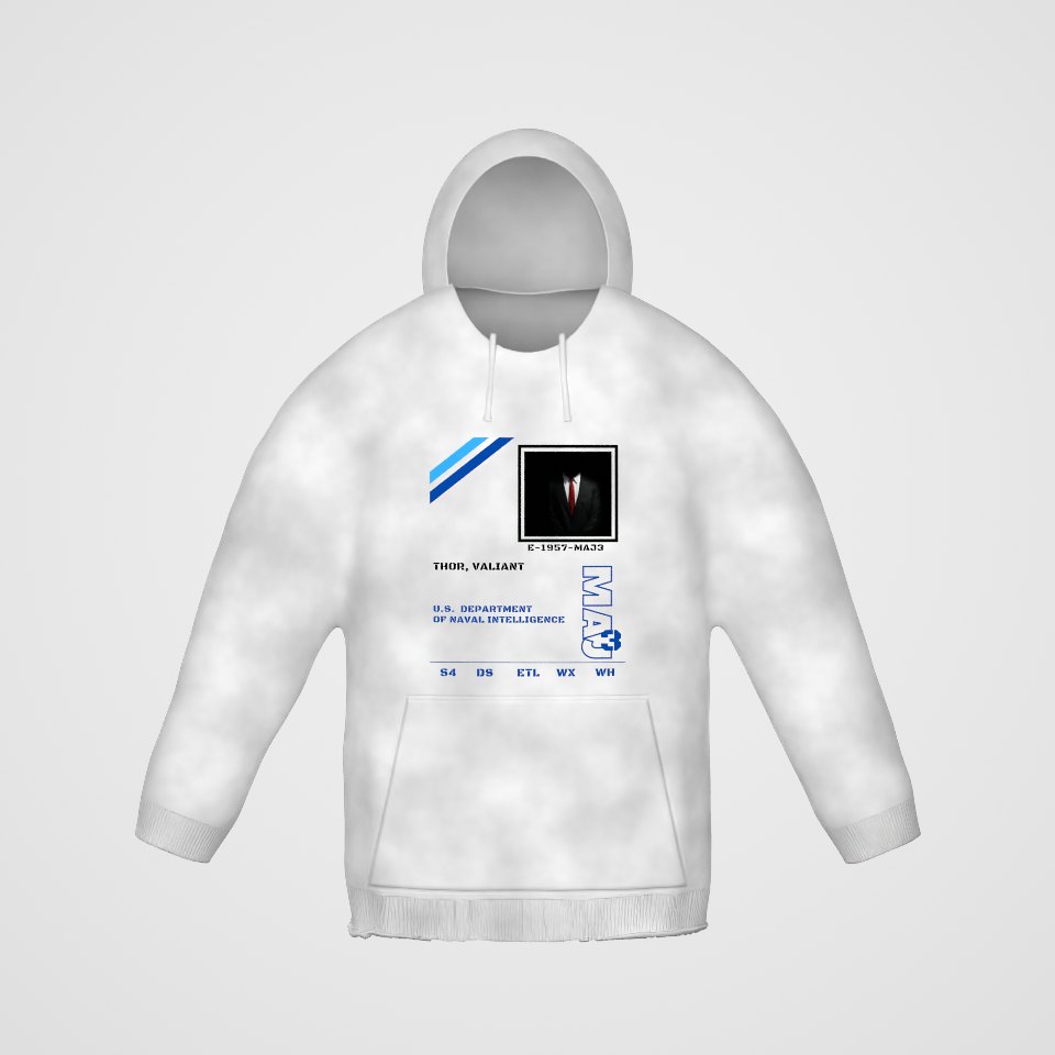 S4 ID Valiant Thor Hoodie, 360° view at 0° (3D render of the real print)