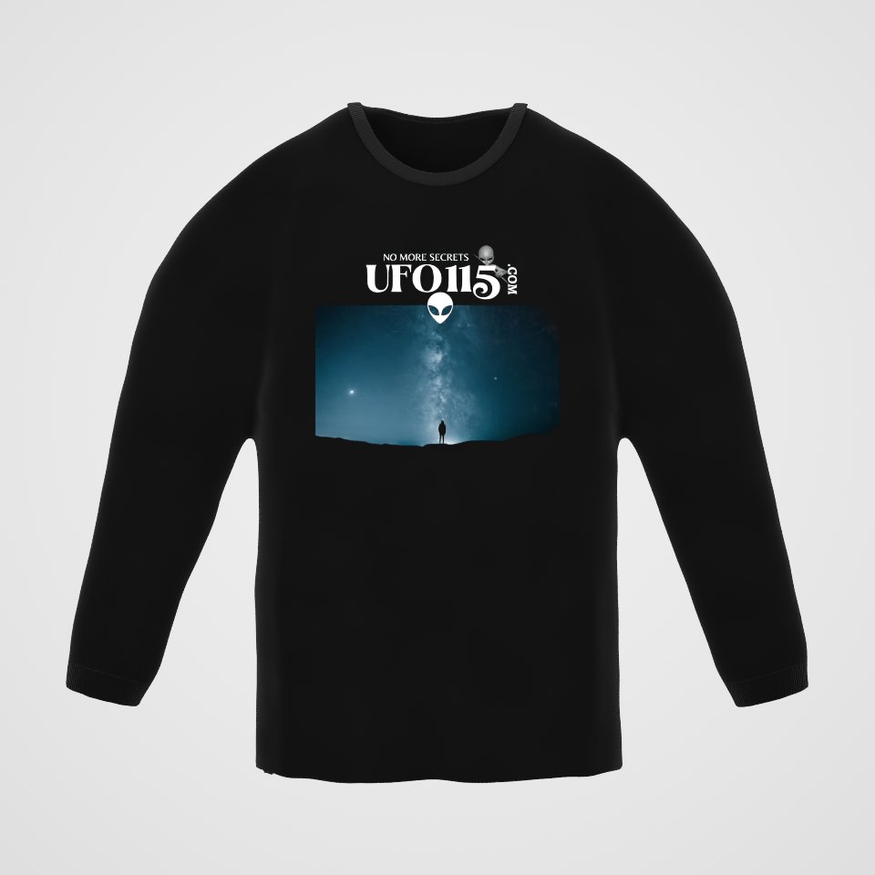 Sky Watcher Blue Solitude Long Sleeve Tee, 360° view at 0° (3D render of the real print)