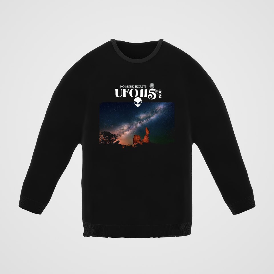 Sky Watcher Milky Way Canyon Crewneck Sweatshirt, 360° view at 0° (3D render of the real print)