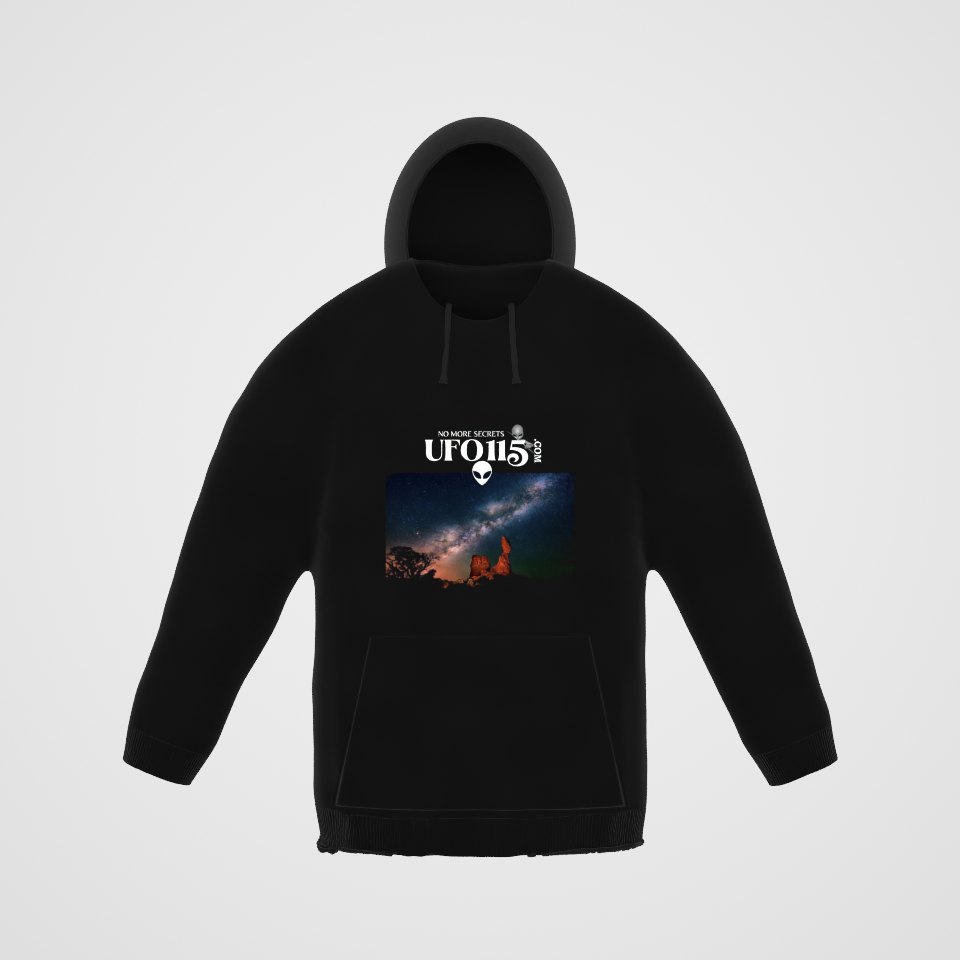 Sky Watcher Milky Way Canyon Hoodie, 360° view at 0° (3D render of the real print)