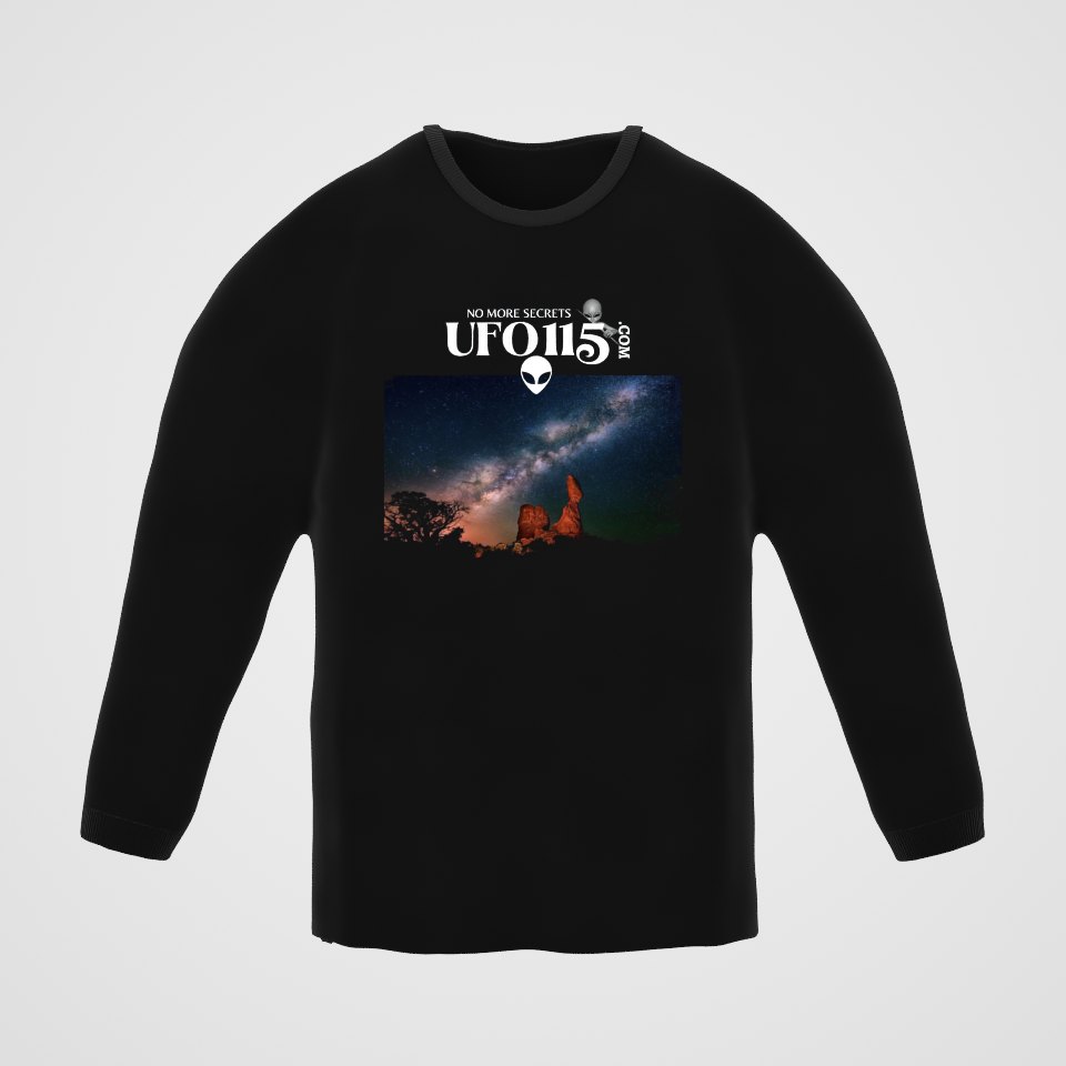 Sky Watcher Milky Way Canyon Long Sleeve Tee, 360° view at 0° (3D render of the real print)