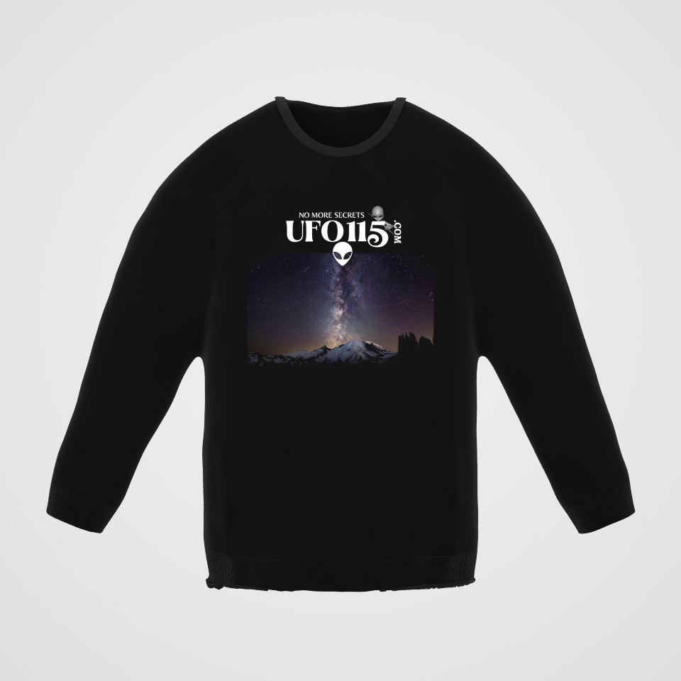 Sky Watcher Mountain Light Crewneck Sweatshirt, 360° view at 0° (3D render of the real print)