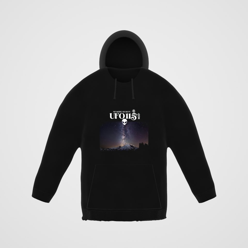 Sky Watcher Mountain Light Hoodie, 360° view at 0° (3D render of the real print)