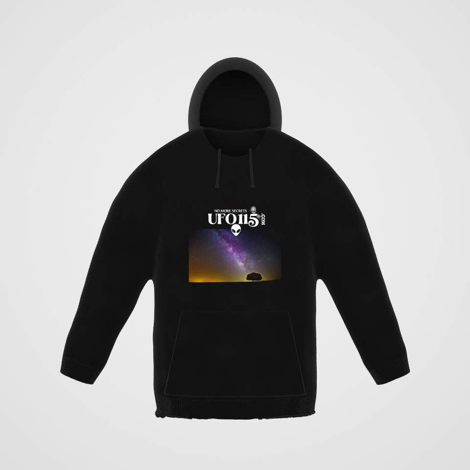 Sky Watcher Purple Star Dust Hoodie, 360° view at 0° (3D render of the real print)