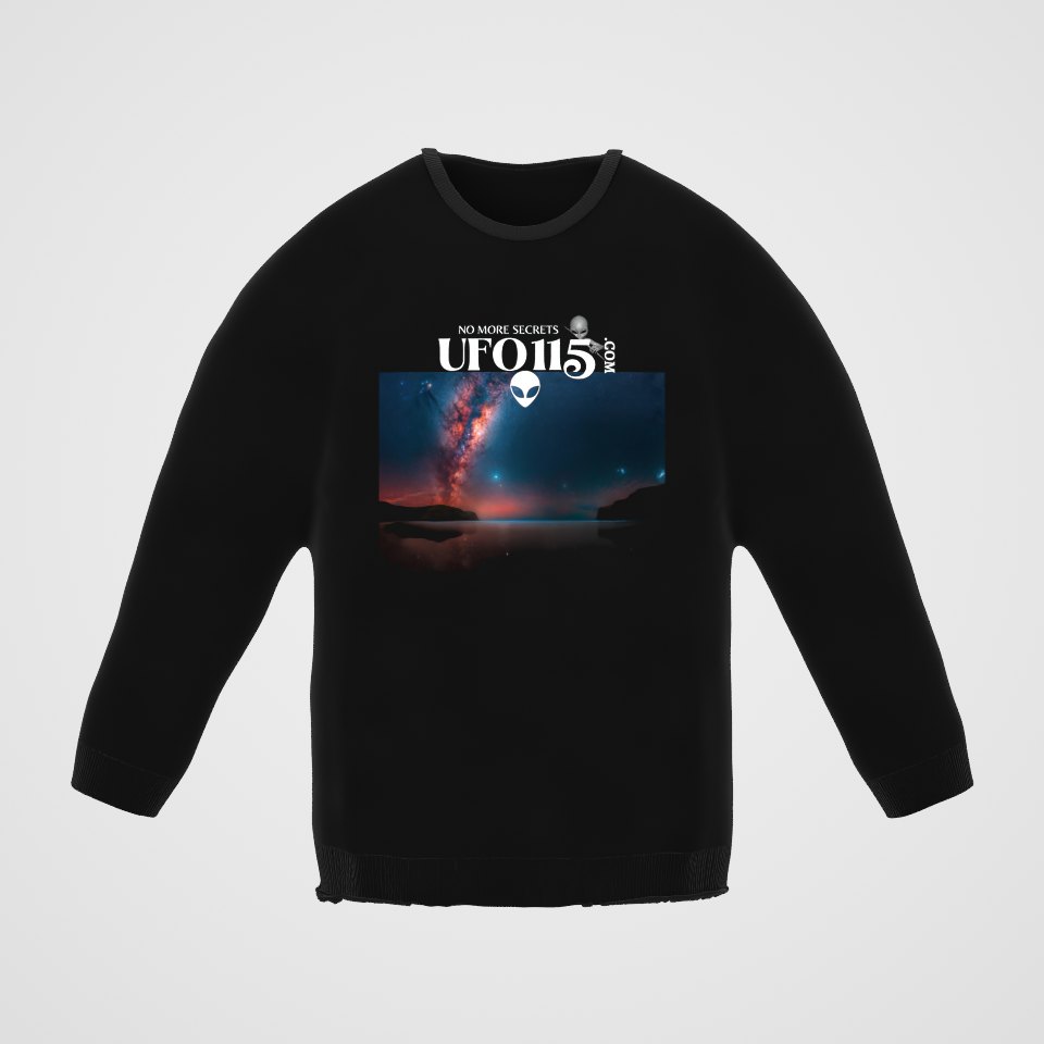 Sky Watcher Ring of Fire Crewneck Sweatshirt, 360° view at 0° (3D render of the real print)