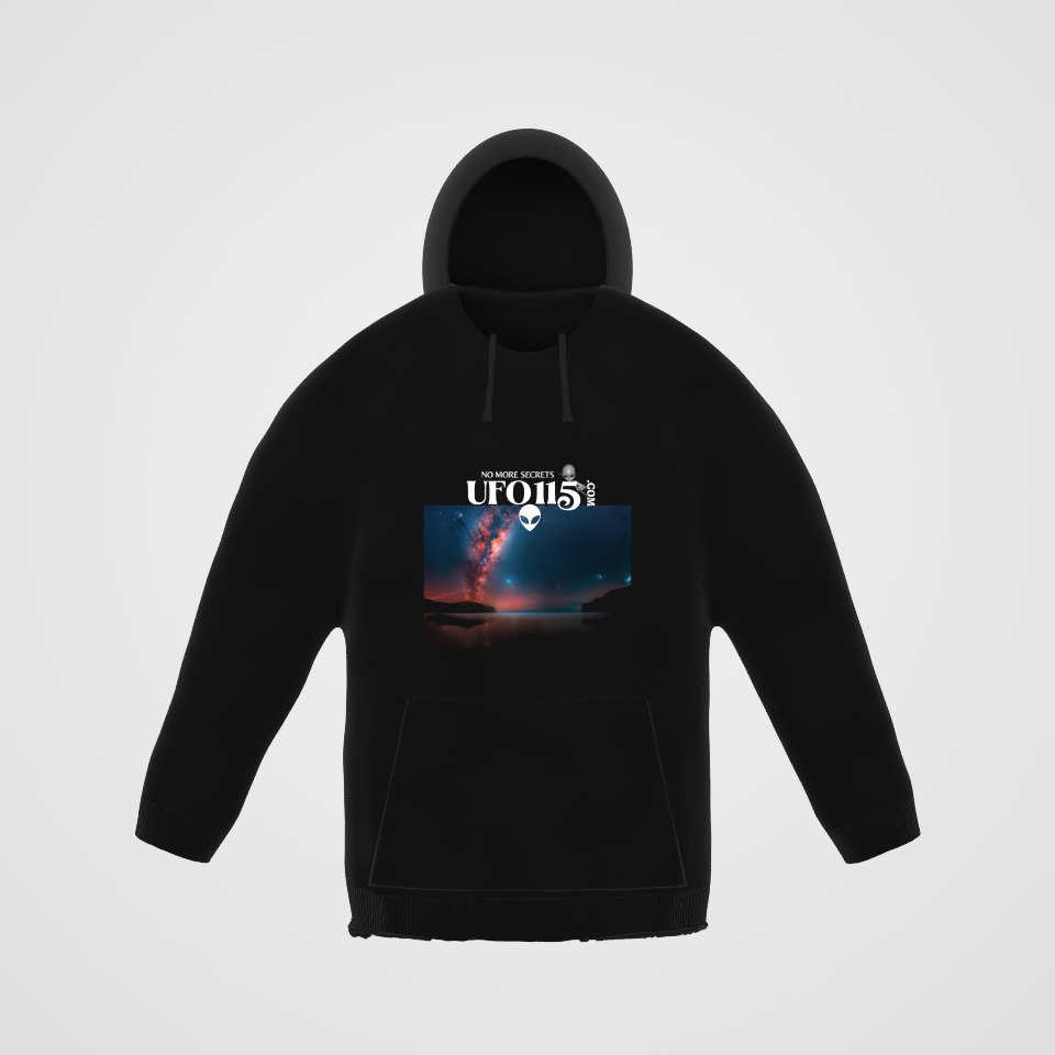 Sky Watcher Ring of Fire Hoodie, 360° view at 0° (3D render of the real print)