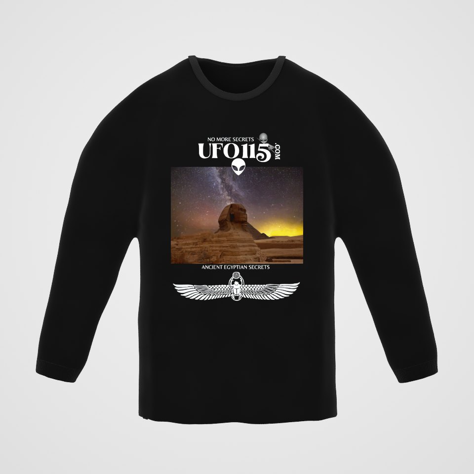 Sphinx and Sky Long Sleeve Tee, 360° view at 0° (3D render of the real print)