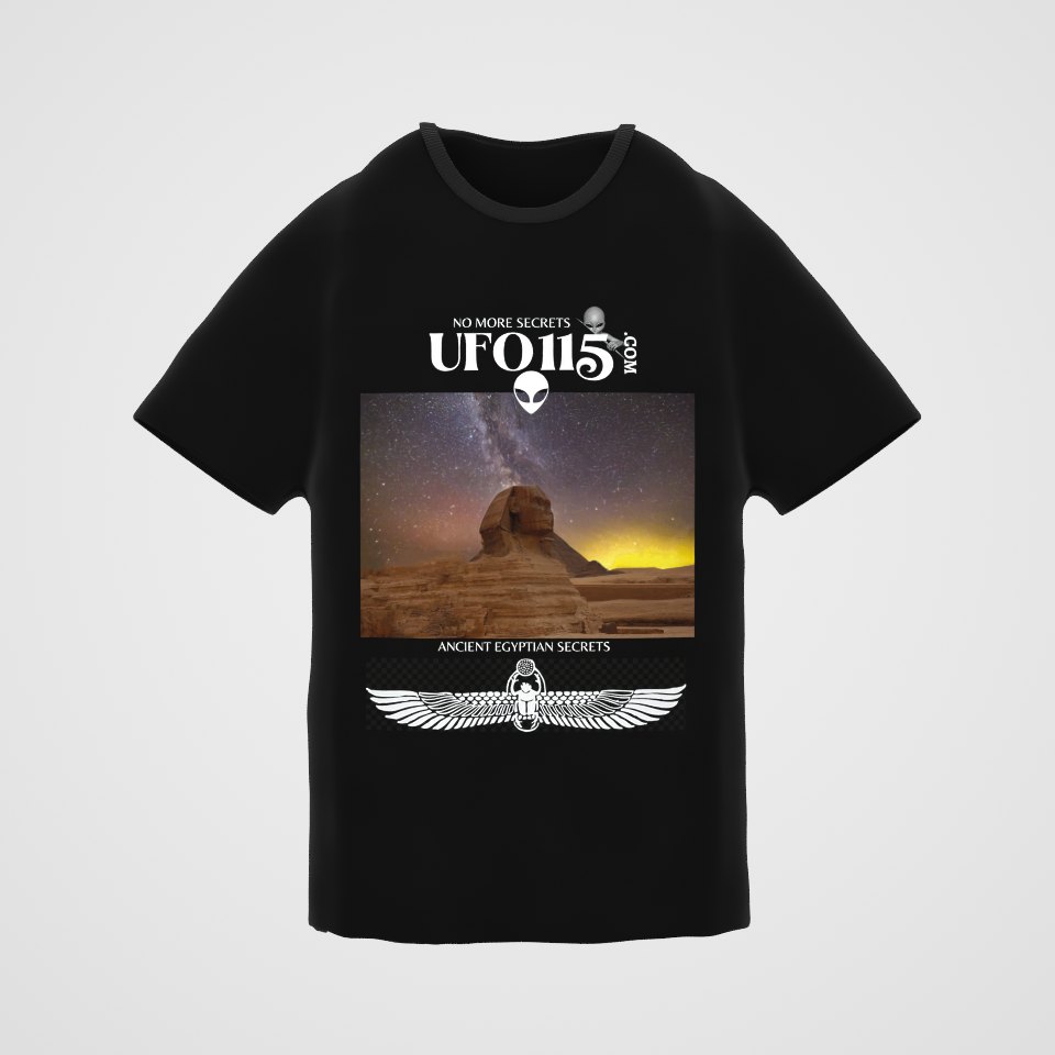 Sphinx and Sky Tee, 360° view at 0° (3D render of the real print)