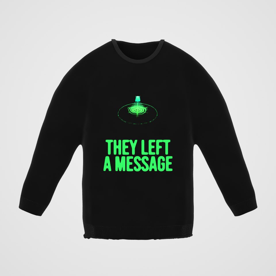 They Left a Message Crewneck Sweatshirt, 360° view at 0° (3D render of the real print)