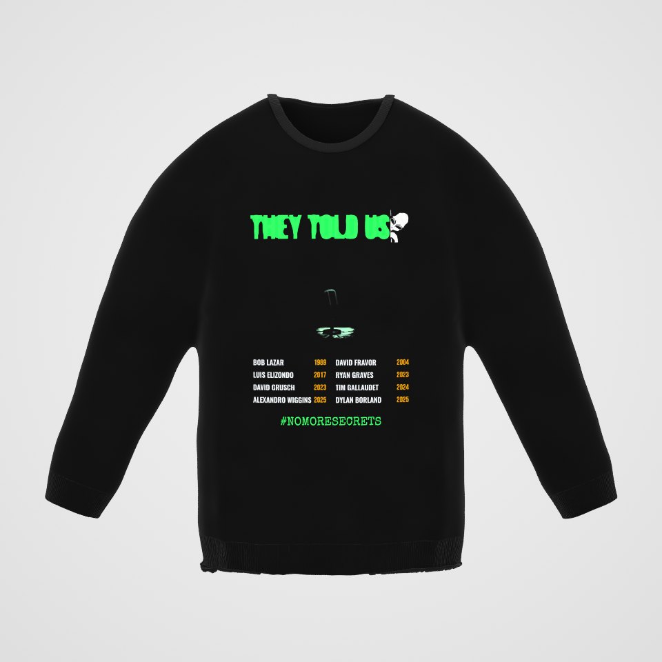 They Told Us Crewneck Sweatshirt, 360° view at 0° (3D render of the real print)