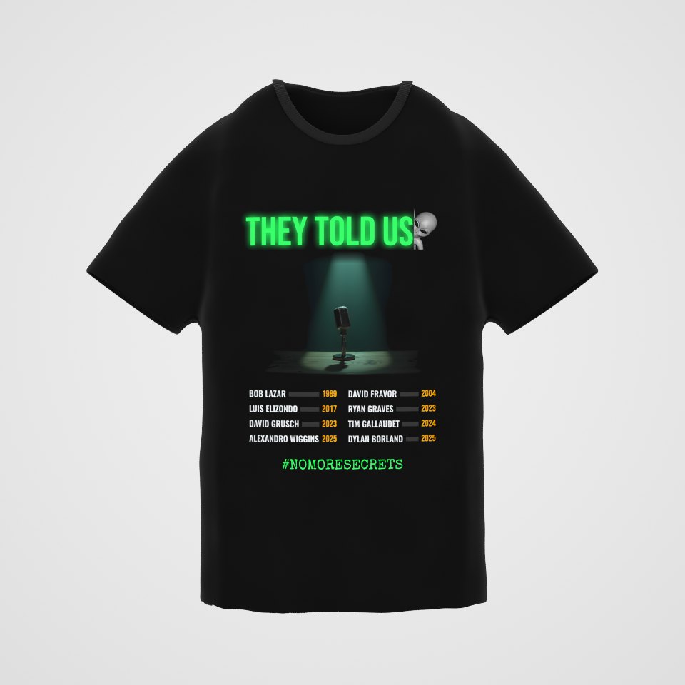 They Told Us Tee, 360° view at 0° (3D render of the real print)