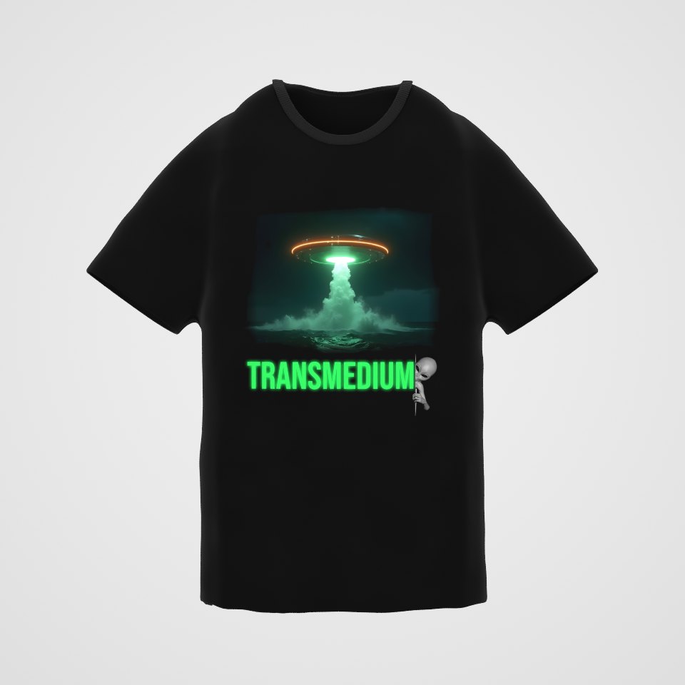 Transmedium Tee, 360° view at 0° (3D render of the real print)
